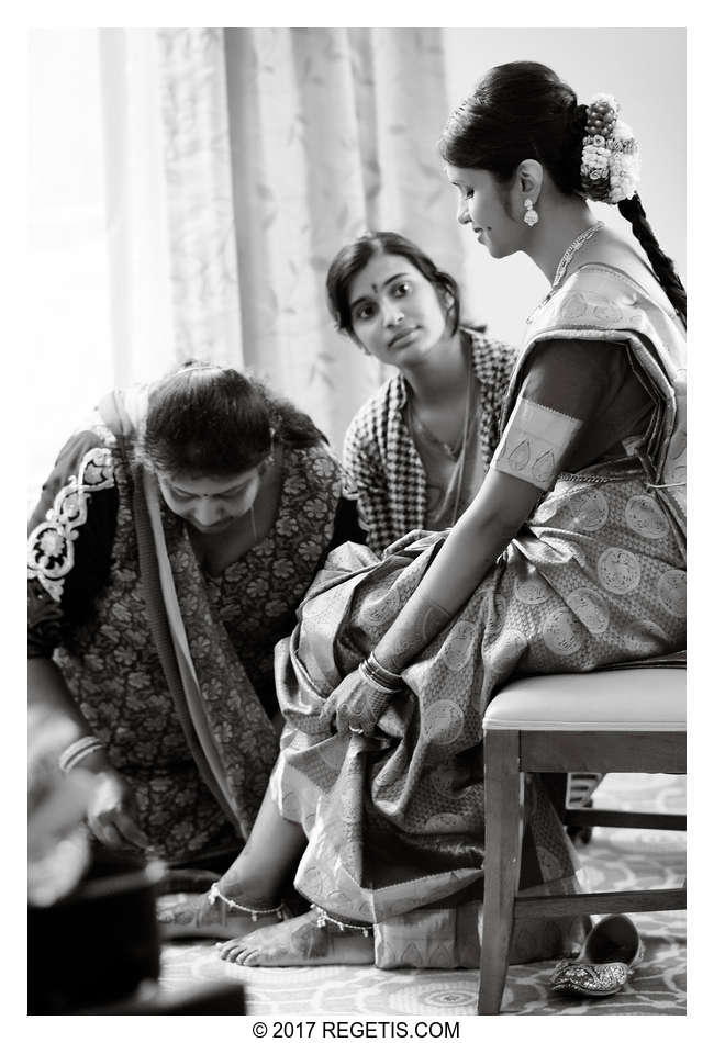 Bride getting ready for her Hindu Ceremony
