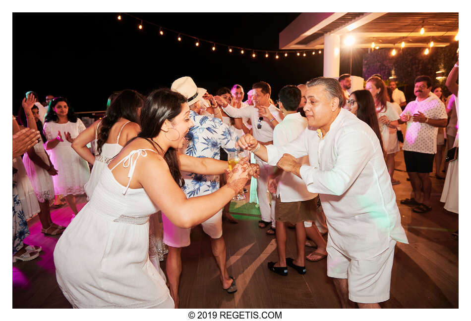  Anuj and Shruthi’s White Dress Pre-Wedding Welcome Party | Cancun, Mexico |  Destination Wedding Photographers.