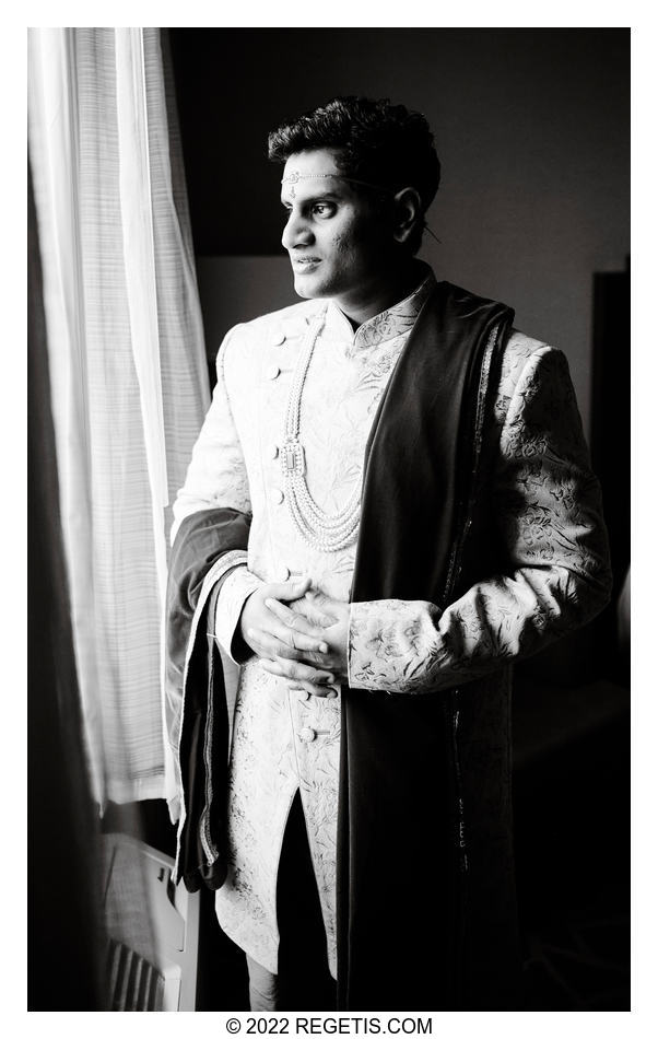 Black and White Photo of Indian Groom
