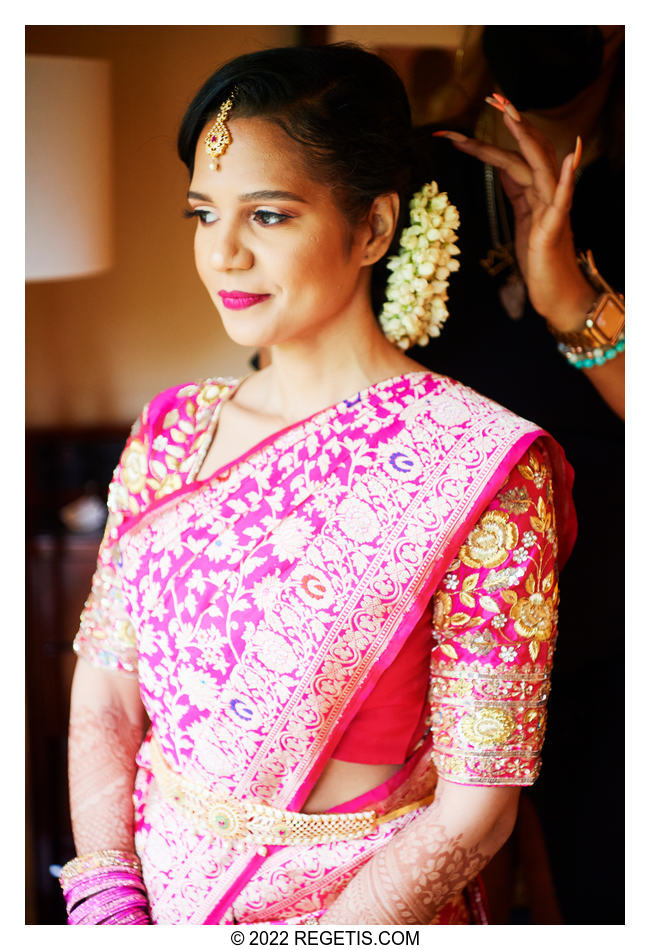 Bride getting ready for her Hindu ceremony