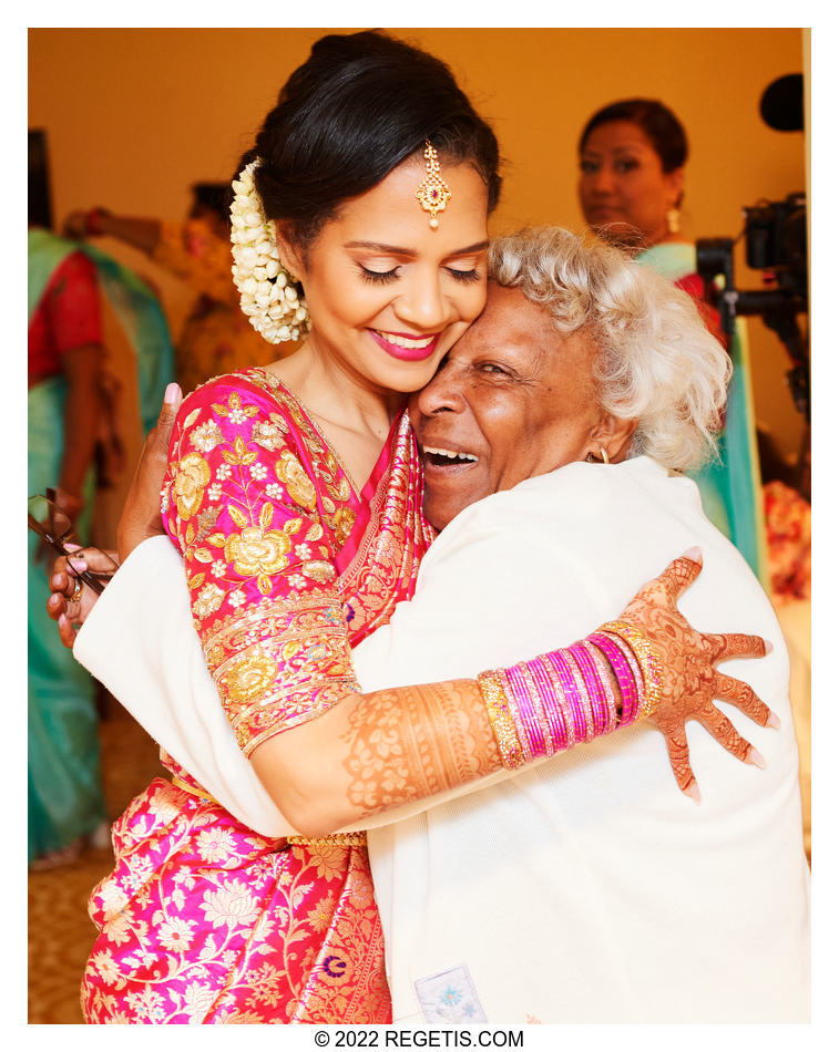 Bride hugging her grandmother