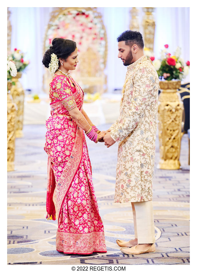 Bride and Groom seeing each other for the first time before their Hindu Ceremony