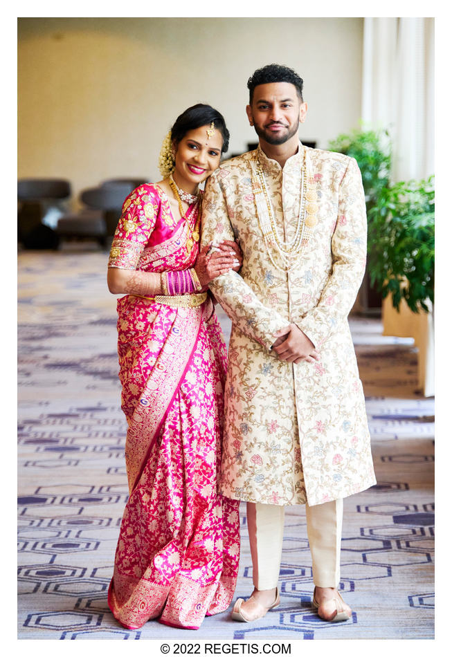 Portrait of a Bride and Groom in their South Asian Wedding outfits