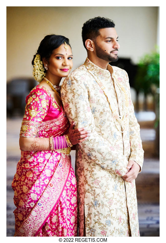 Portrait of a Bride and Groom in their South Asian Wedding outfits