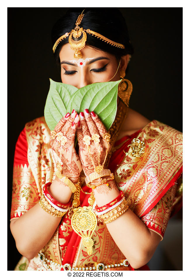 Portrait of a traditional Indian Bengali Bride.