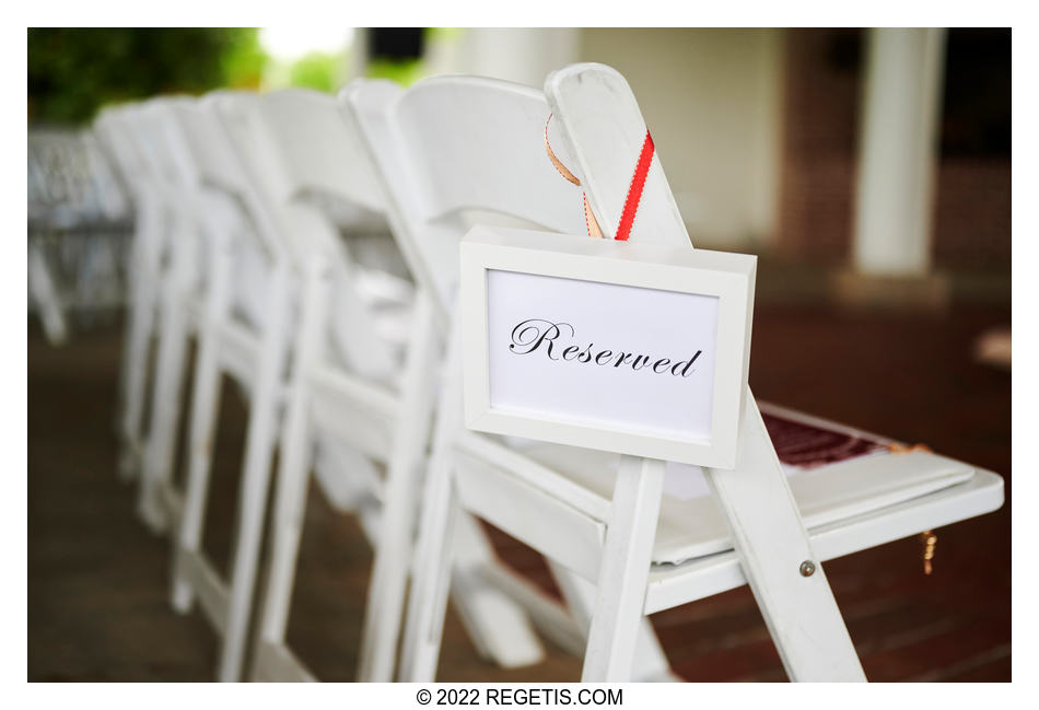 Chairls setup with the reserved signs at the Wedding location for the Bengali ceremony at the Hyatt Regency, Chesapeake Bay, Cambridge Maryland