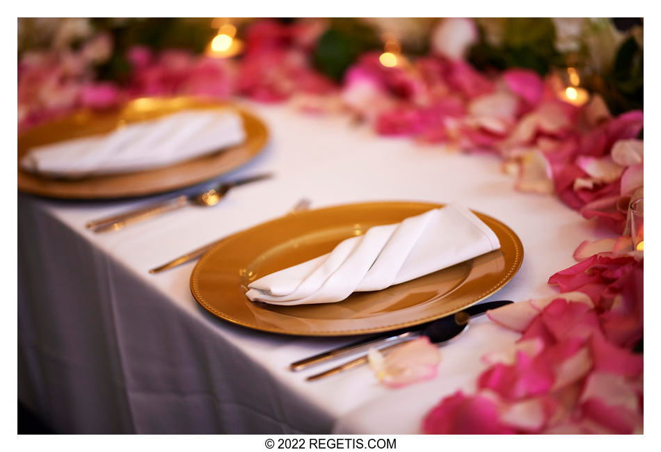 Plates and Chargers with folded napkins for the Indian Wedding Reception Decor at Hyatt Regency, Chesapeake Bay, Cambridge Maryland