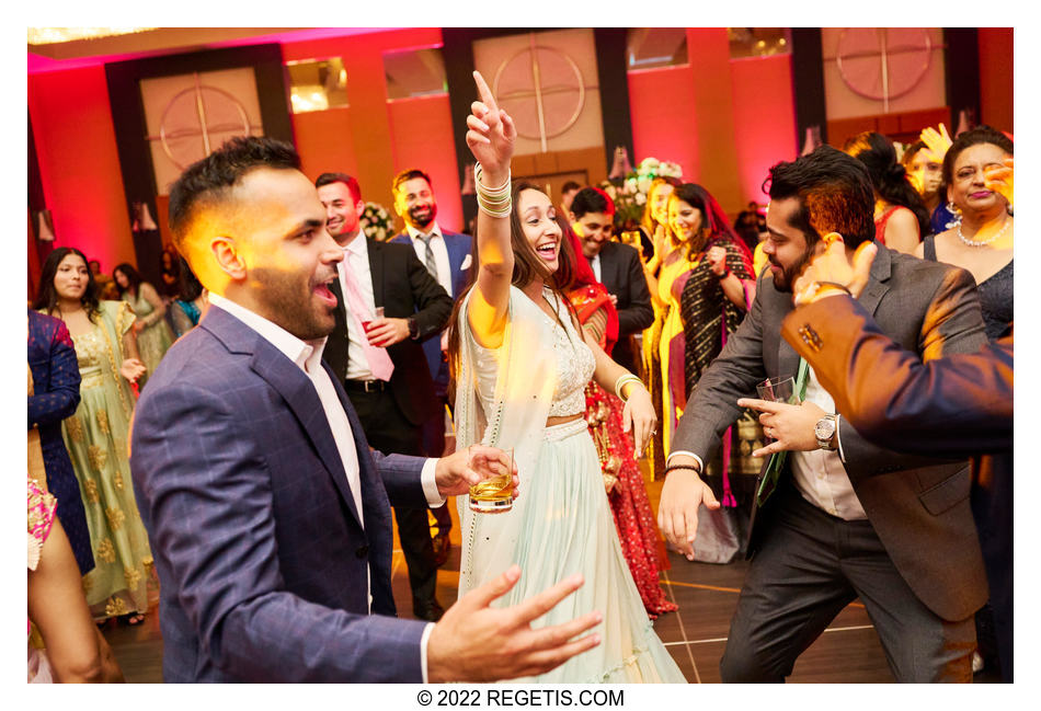 Guests dancing away the night at a South Asian Wedding Reception