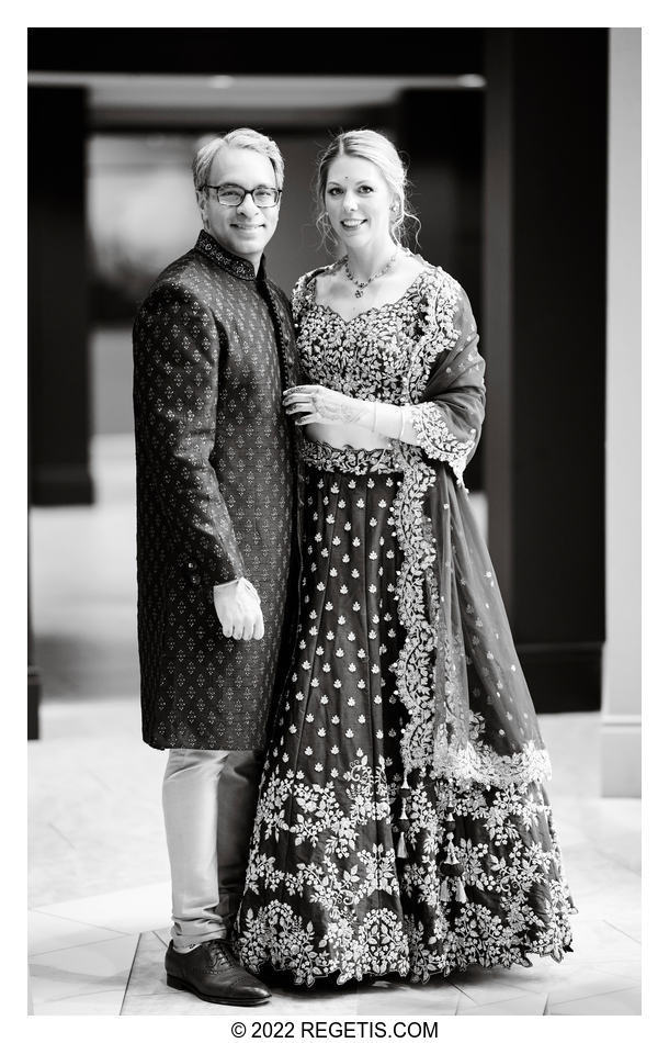 Gautam and EvaMaria in their wedding reception outfits.