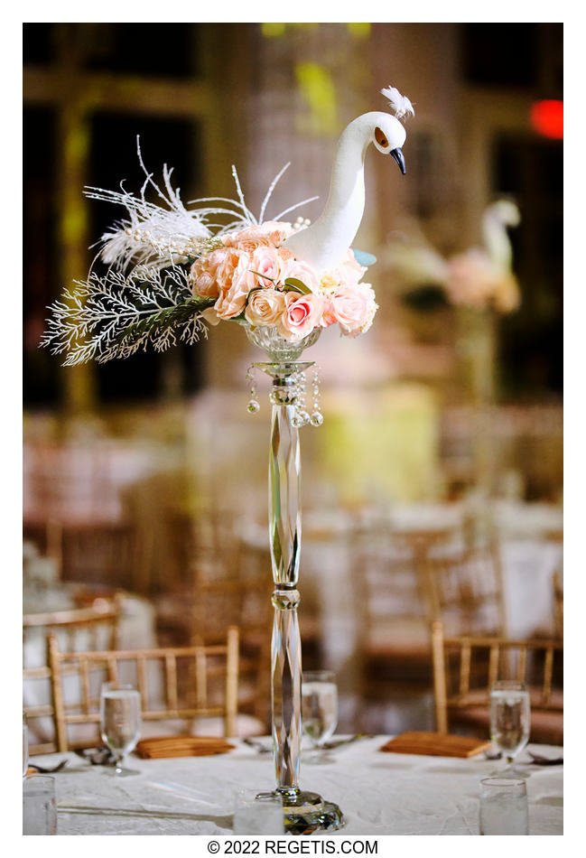 Centerpieces on the table setups at The Bellevue Conference & Event Center Ballroom Setup