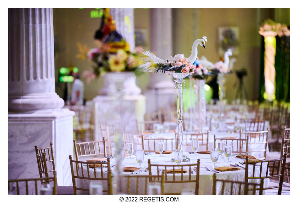 Centerpieces on the table setups at The Bellevue Conference & Event Center Ballroom Setup