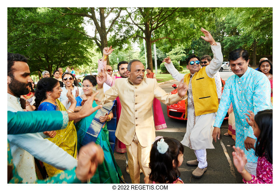 Father of the bride dancing at an  Indian Wedding Baraat at The Westfields Marriott Washington Dulles.