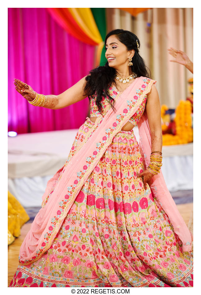 Bride performing a beautiful dance at her Indian Sangeet celebrations.