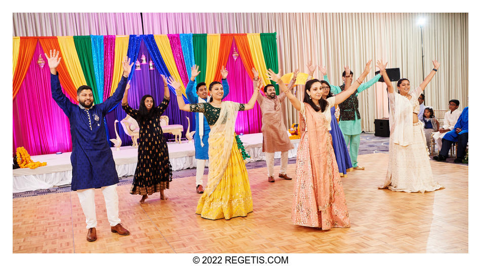 Friends of the Bride performing a beautiful dance at her Indian Sangeet celebrations.