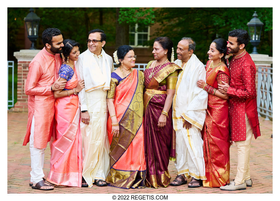 Ranjana and Apoorv’s family portrait before Hindu (Telugu) Wedding Celebrations at the Westfields Marriott Washington Dulles.