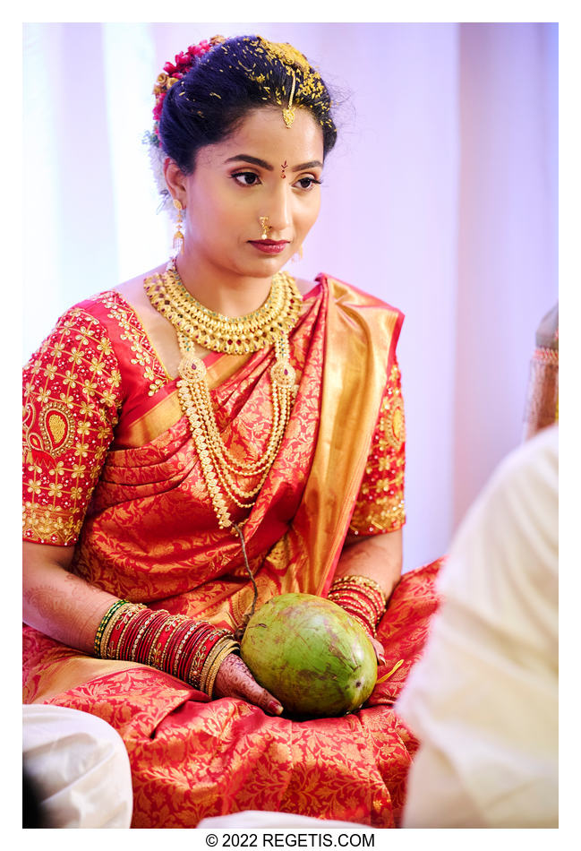 Bride holding a coconut