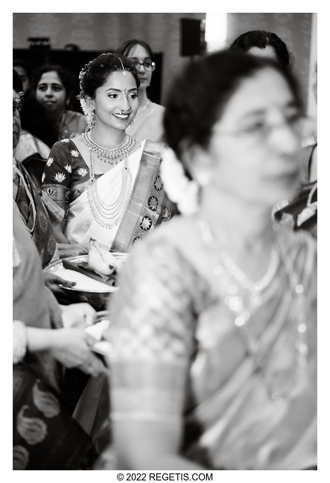Telugu bride arriving in her white silk saree