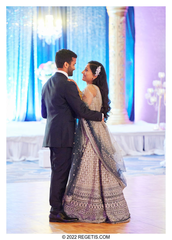 Bride and groom first dance at the South Asian Wedding Reception Celebrations at the Westfields Marriott Washington Dulles.
