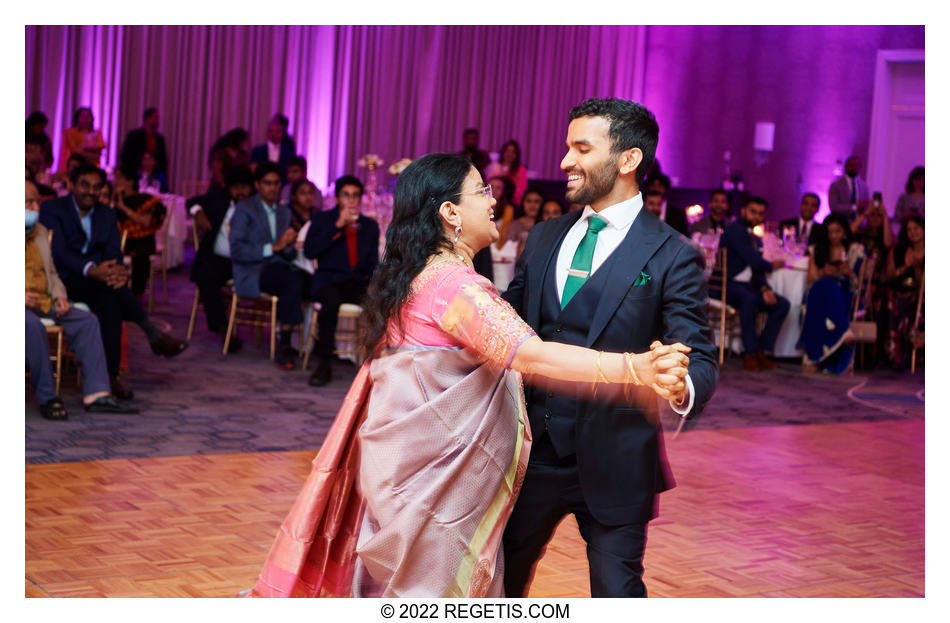 Mother and son dance at  South Asian Wedding Reception Celebrations at the Westfields Marriott Washington Dulles.