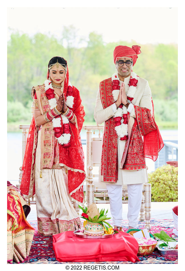 Indian Bride and Groom seeking blessings from the guests