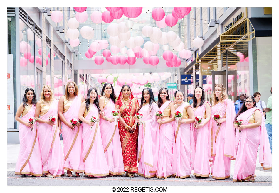 Indian Bride and her bridesmaids  by the City Center