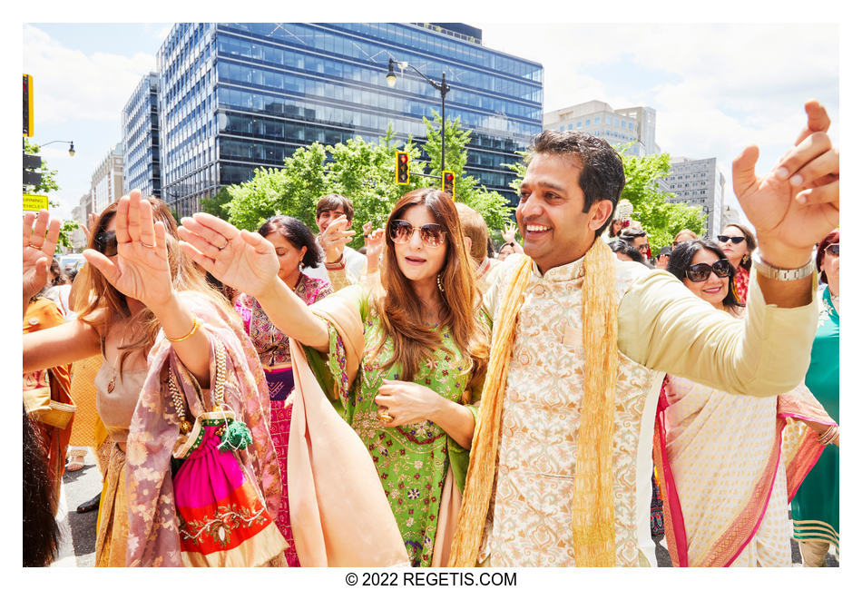 Brother of the groom dancing at the baraat for Tripali and Nitin’s South Asian Wedding at the Conrad Hotel Washington