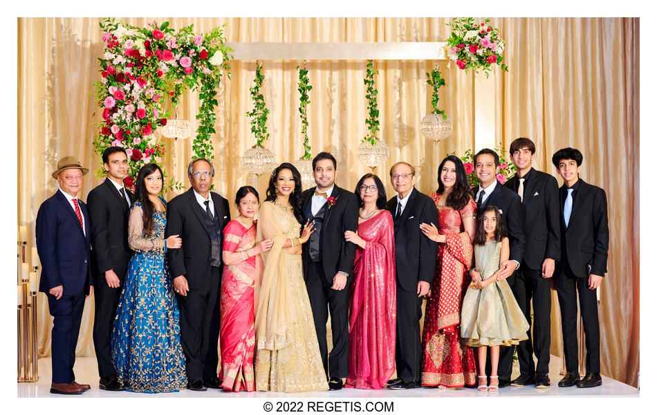 Tripali and Nitin’s family portrait before  South Asian Wedding Reception at the Conrad Hotel Washington