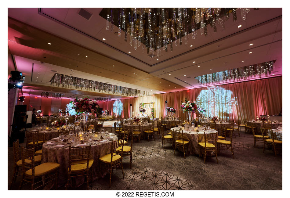 Decor and setup for the  South Asian Wedding Reception at the Conrad Hotel Washington