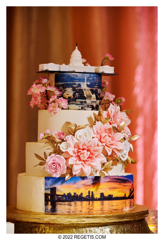 Wedding cake for the  South Asian Wedding Reception at the Conrad Hotel Washington