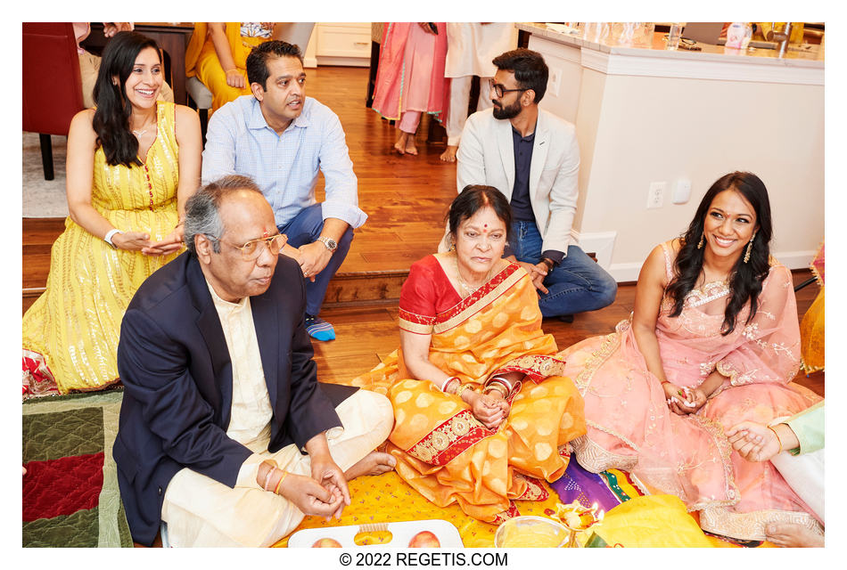 Tripali and her parents at her Haldi ceremony at their residence in McLean, Virginia