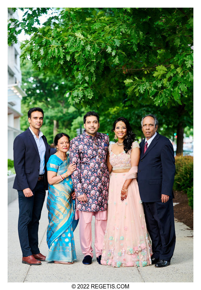 Tripali and Nitin’s family portrait at their Sangeet ceremony at 101 Constitution AVE