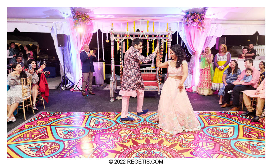Tripali and Nitin’s dancing at their Sangeet ceremony at 101 Constitution AVE
