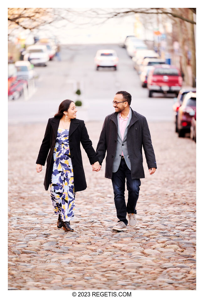 Palak and Sunny Engagement Session in Old Town Alexandria, Virginia