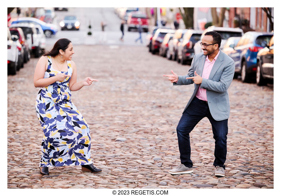 Palak and Sunny Engagement Session in Old Town Alexandria, Virginia