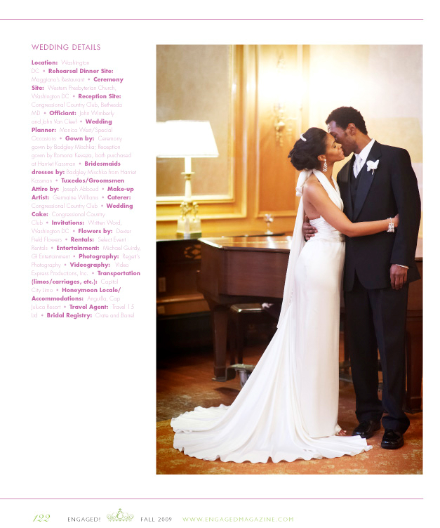 Editorial and Wedding Published in Engaged Magazine - Premier Washington DC Area Bridal Magazine